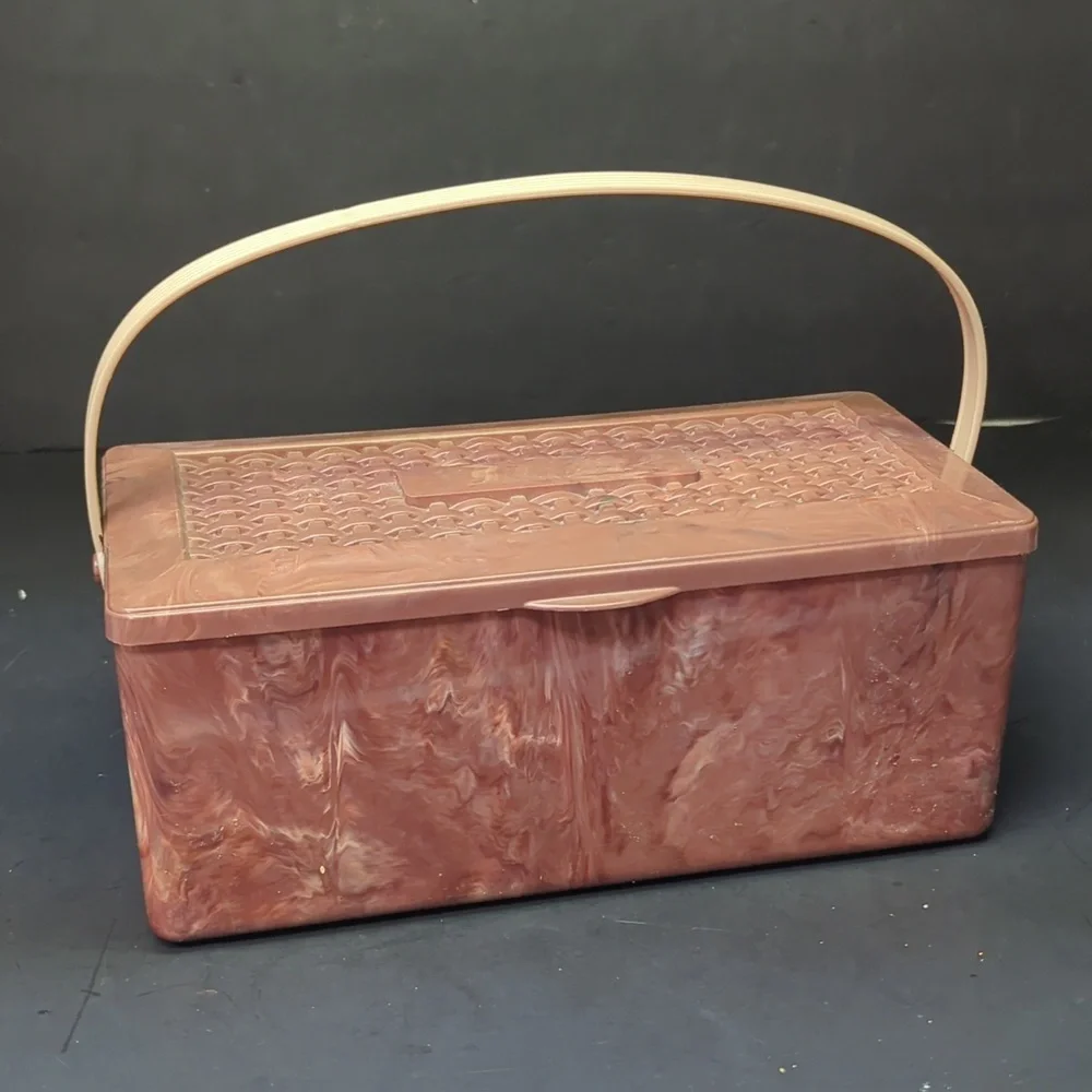 Vintage Marbled‎ Plastic Sewing Caddy Case